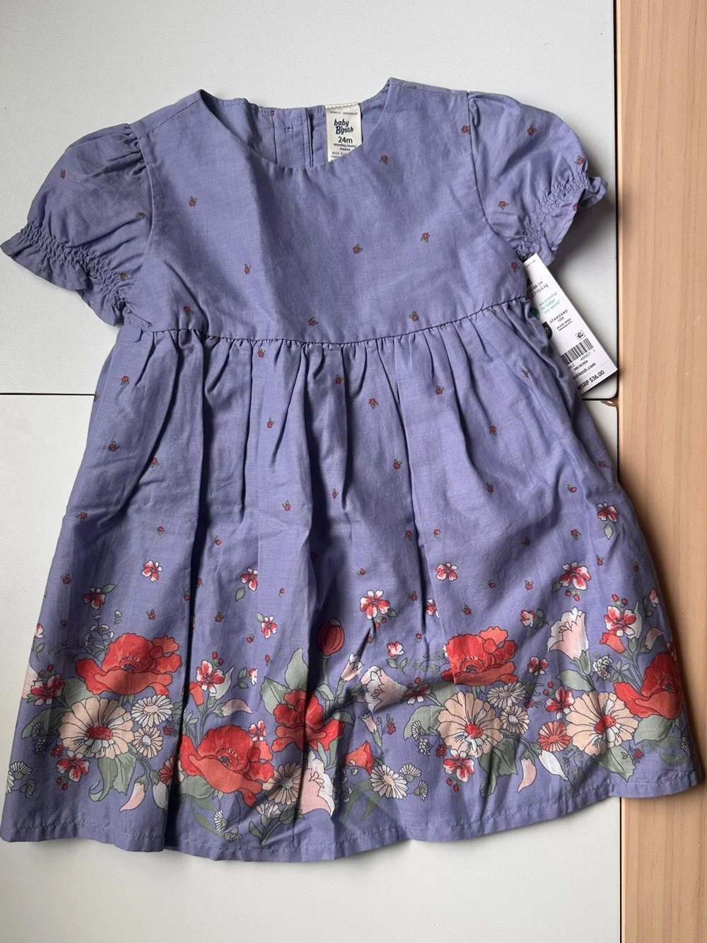 OshKosh B’gosh Baby Purple Puff Sleeve Floral Dress with Bloomers 24m